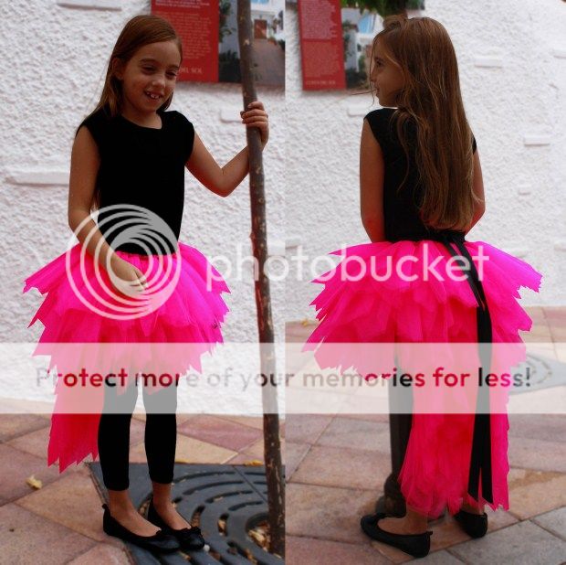 Girls Girl Teen Childs Neon UV Pink Long Tutu Skirt Dress Up Party